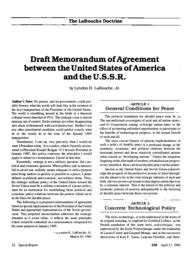 1984-04-17: The LaRouche Doctrine: Draft Memorandum of Agreement Between the United States of America and the U.S.S.R.