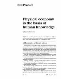 1994-03-11: Physical Economy Is the Basis of Human Knowledge, Part III