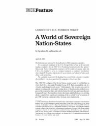 2003-05-16: LaRouche’s U.S. Foreign Policy: A World of Sovereign Nation-States