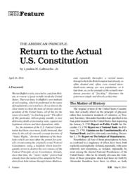 2014-05-09: The American Principle: Return to the Actual U.S. Constitution