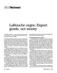 1987-03-13: LaRouche Urges: Export Goods, Not Money