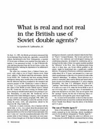 1985-09-27: What Is Real and Not Real in the British Use of Soviet Double Agents?