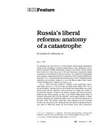 1997-02-21: Russia’s Liberal Reforms: Anatomy of a Catastrophe