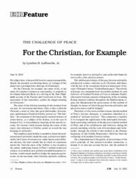 2002-07-19: The Challenge of Peace: For the Christian, for Example