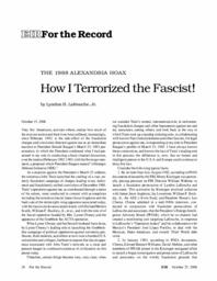 2006-10-27: The 1988 Alexandria Hoax: How I Terrorized the Fascist!