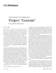 2008-04-11: The Subject of Principle: Project ‘Genesis’