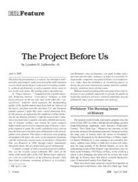 2008-04-18: The Project Before Us