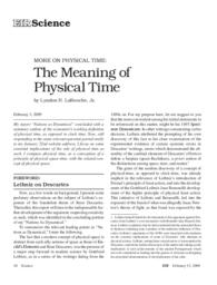 2009-02-13: More On Physical Time: The Meaning of Physical Time